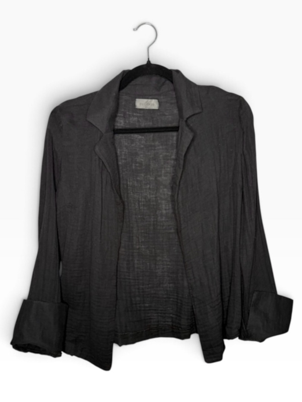 Sundays Cotton Gauze Open Front Jacket in Black 0